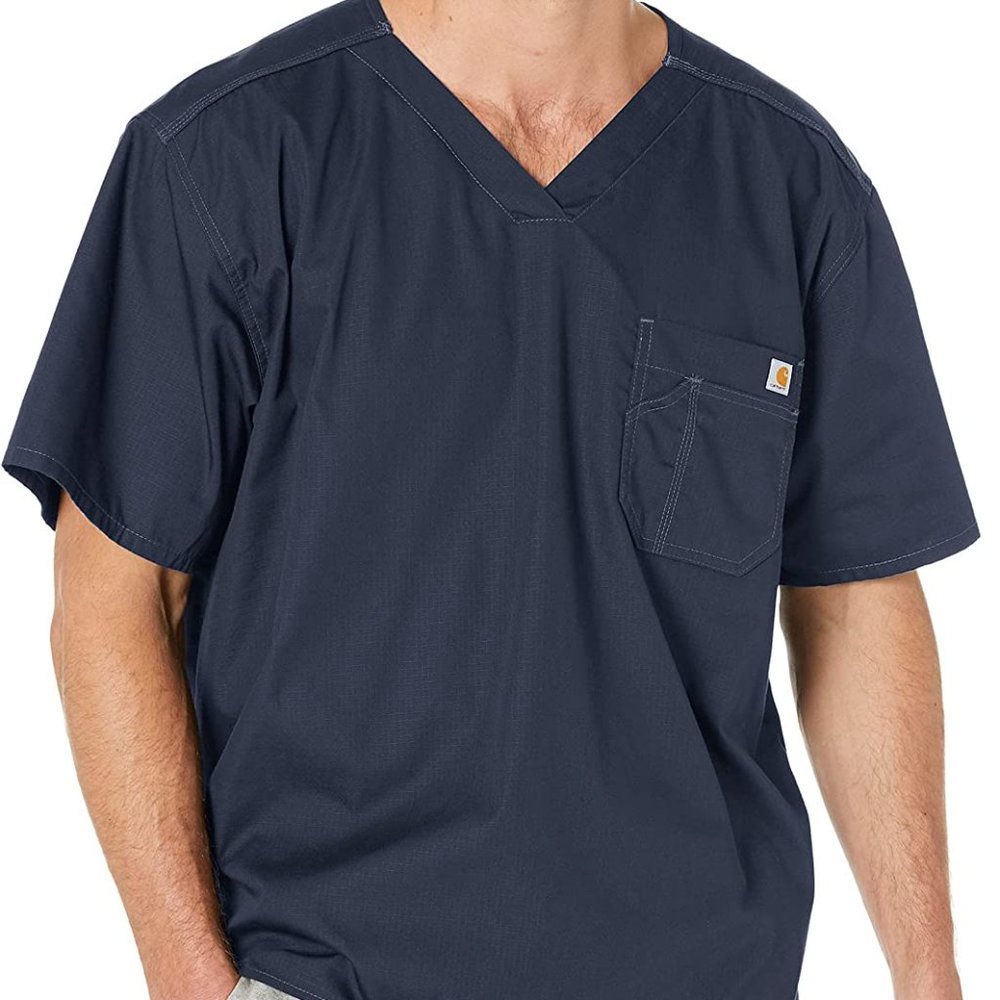 CARHARTT Men's Navy Blue Ripstop Utility Medical Scrub Shirt XL